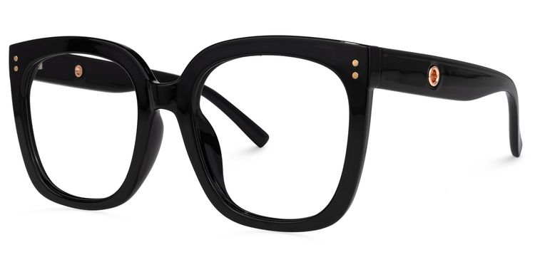 Ebony Schwarz Quadratisch Brille
