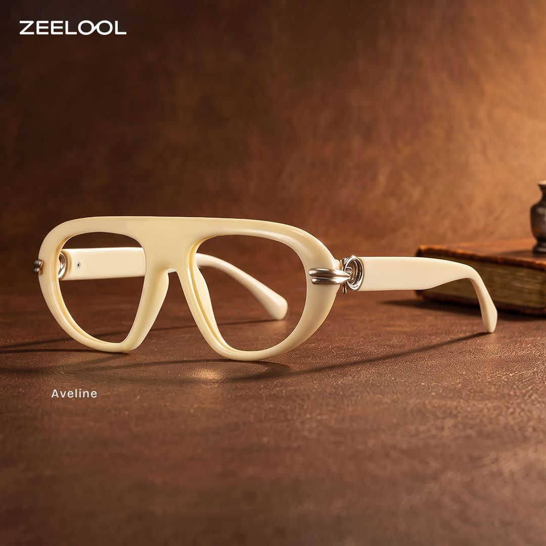 Aveline Weiße Dünne Piloten-Vollrandbrille für Damen | ZEELOOL2