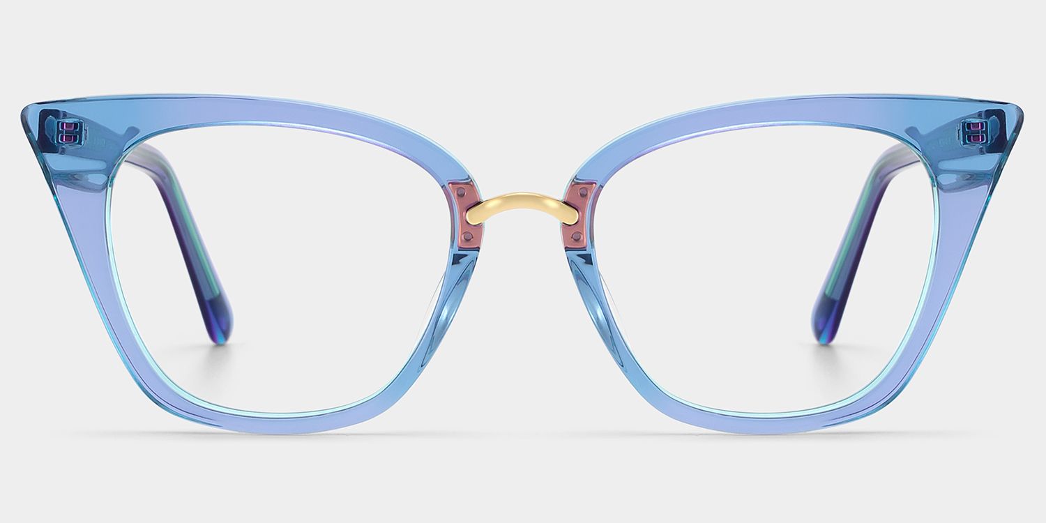 Martha Blaue Klar Cateye Brille0