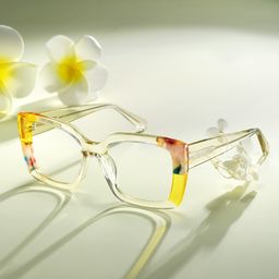 Flair Gelb Quadratisch Brille1
