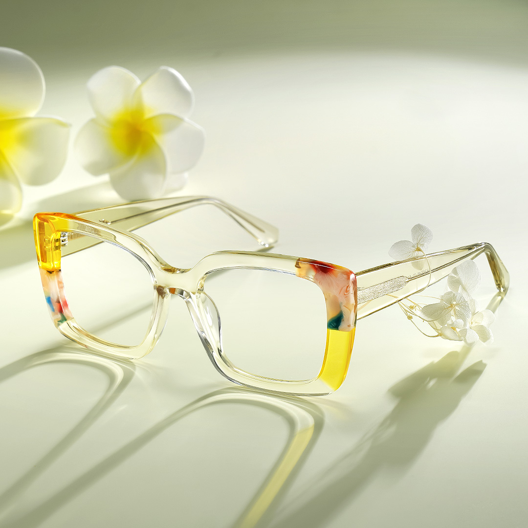 ZEELOOL Flair Gelb Quadratisch Brille