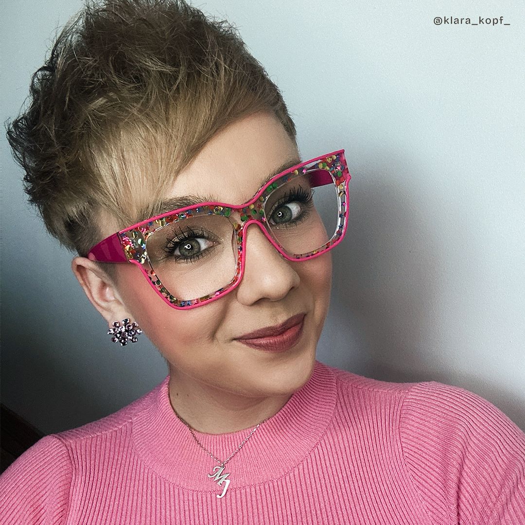 Zerica Rosa-Rot Quadratisch Acetat Brille7
