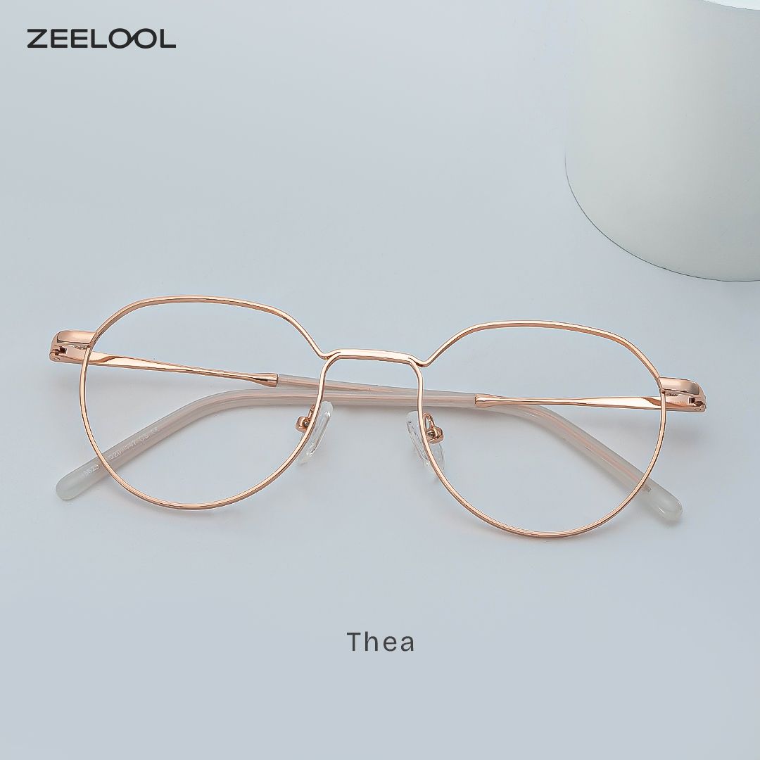 Thea Gold Geometrisch Metall Brille1