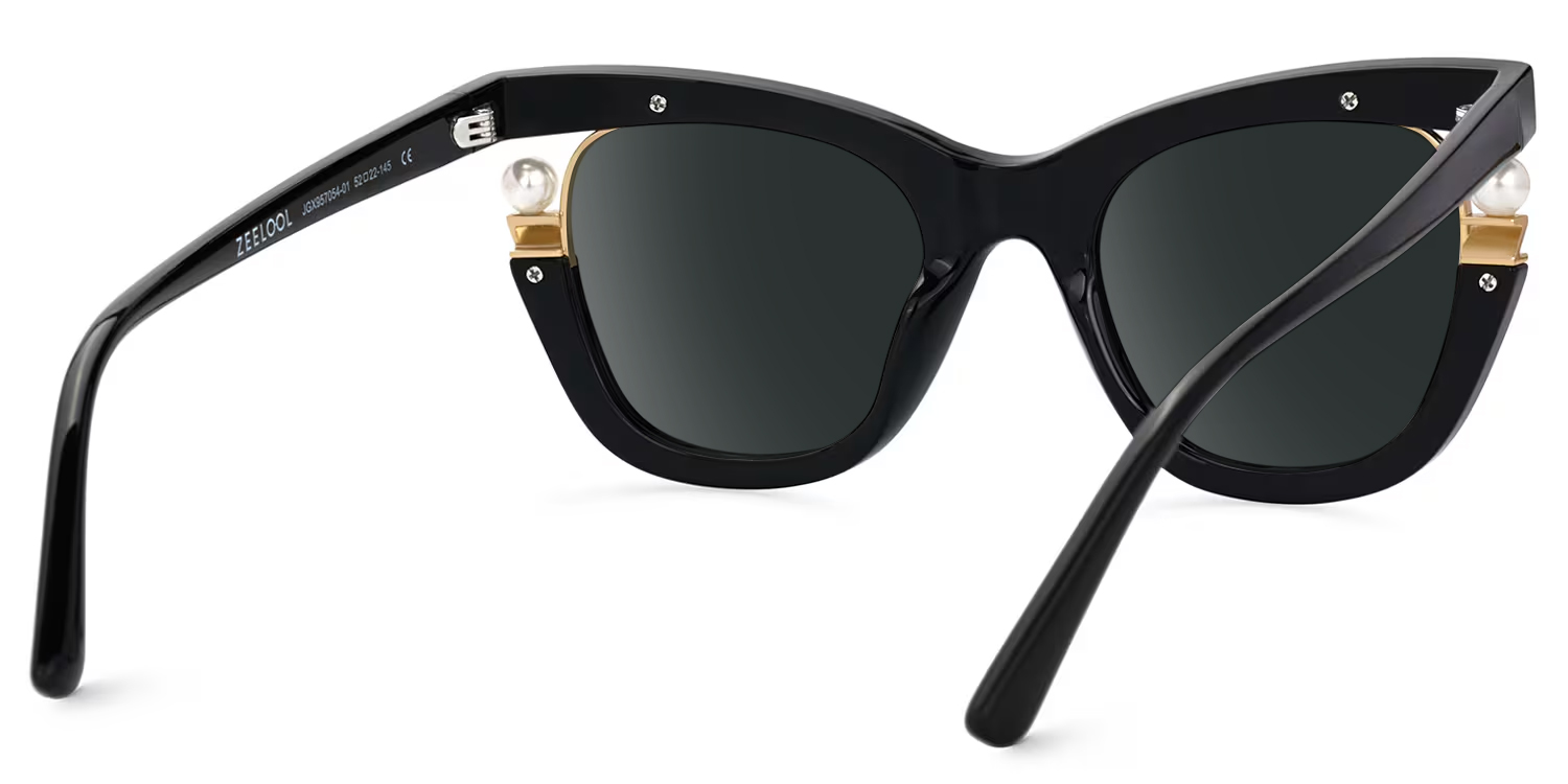 Pearl Schwarz Cateye Gemischte Materialien Brille2
