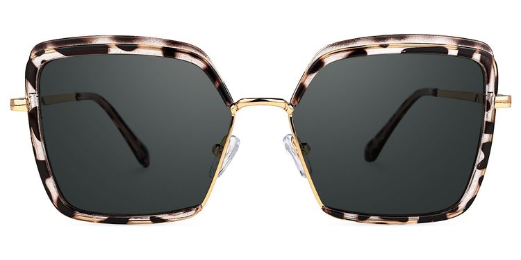 Chris Schwarz-Tortoise Quadratisch Sonnenbrille