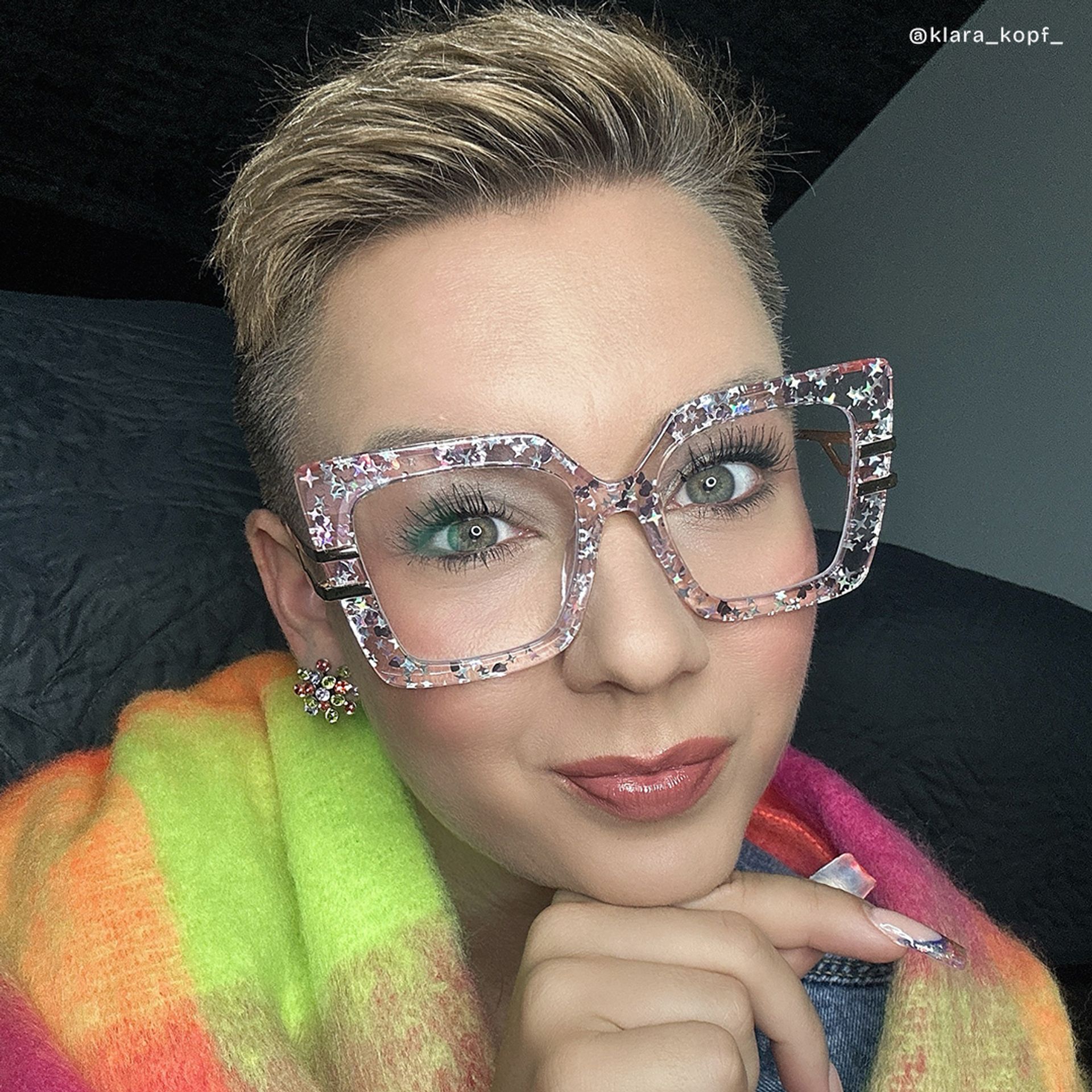 Poutine Rosa Quadratisch Gemischte Materialien Brille7