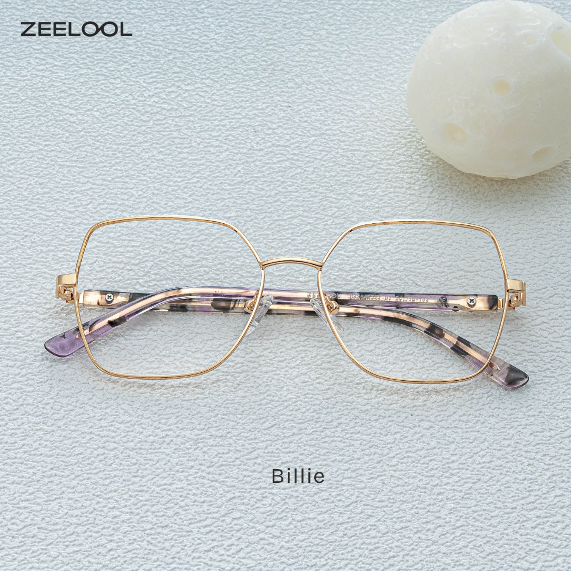Billie Gold Geometrisch Gemischte-Materialien Brille1
