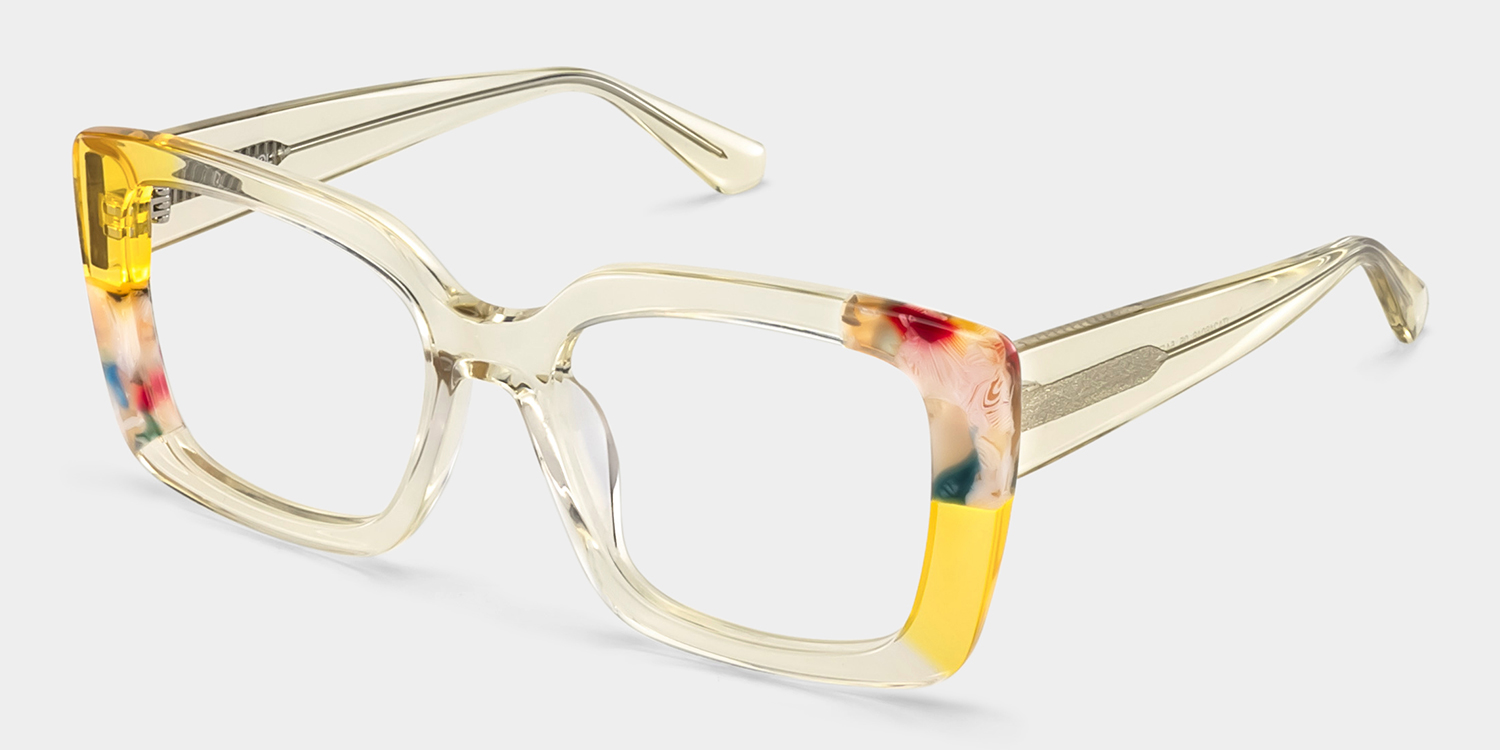 Flair Gelb Quadratisch Brille4