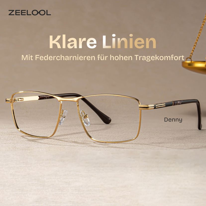 Denny Gold Rechteckig Brille