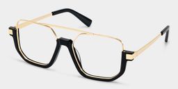 Oromiya Schwarz-Gold Pilot Brille2