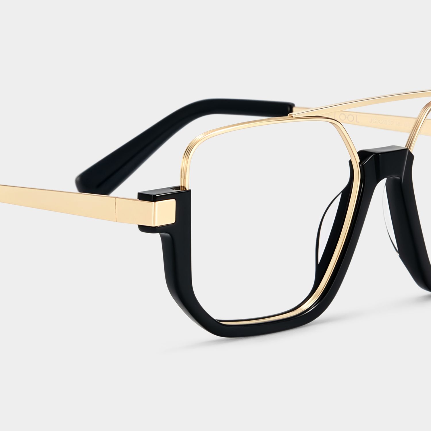 Oromiya Schwarz-Gold Pilot Gemischte-Materialien Brille4