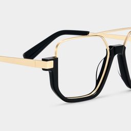 Oromiya Schwarz-Gold Pilot Brille4