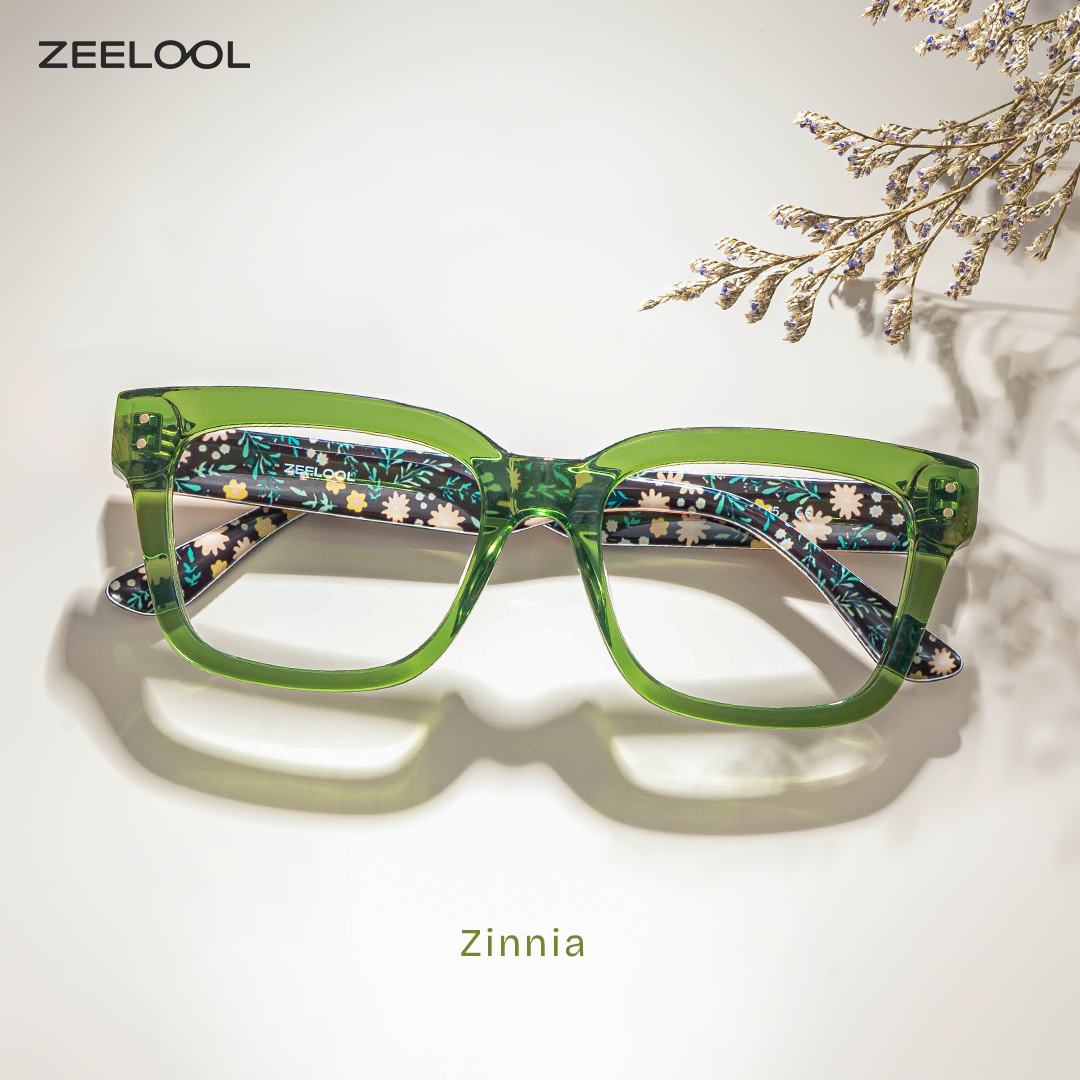 Zinnia Grün Rechteckig Brille2
