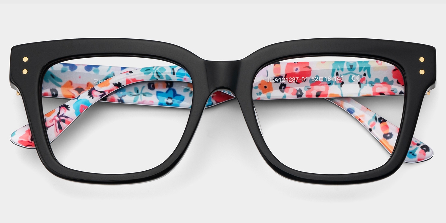 Zinnia Schwarz Rechteckig Brille1