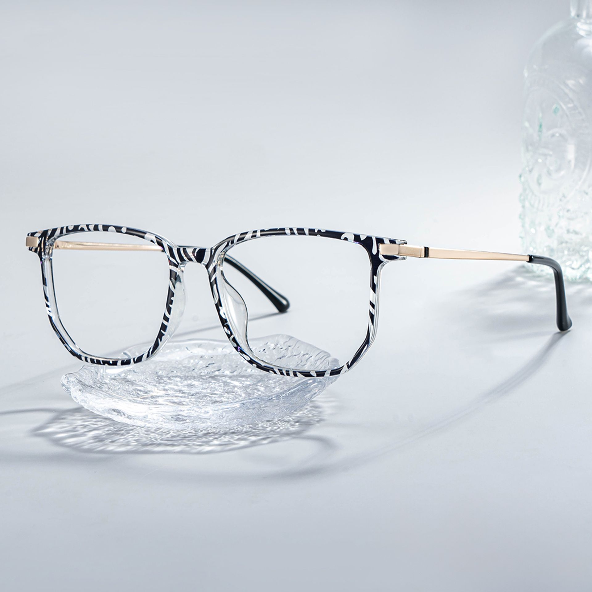 Fezell Schwarz-Weiß Rechteckig TR90 Brille0