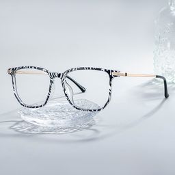 Fezell Schwarz-Weiß Rechteckig Brille0