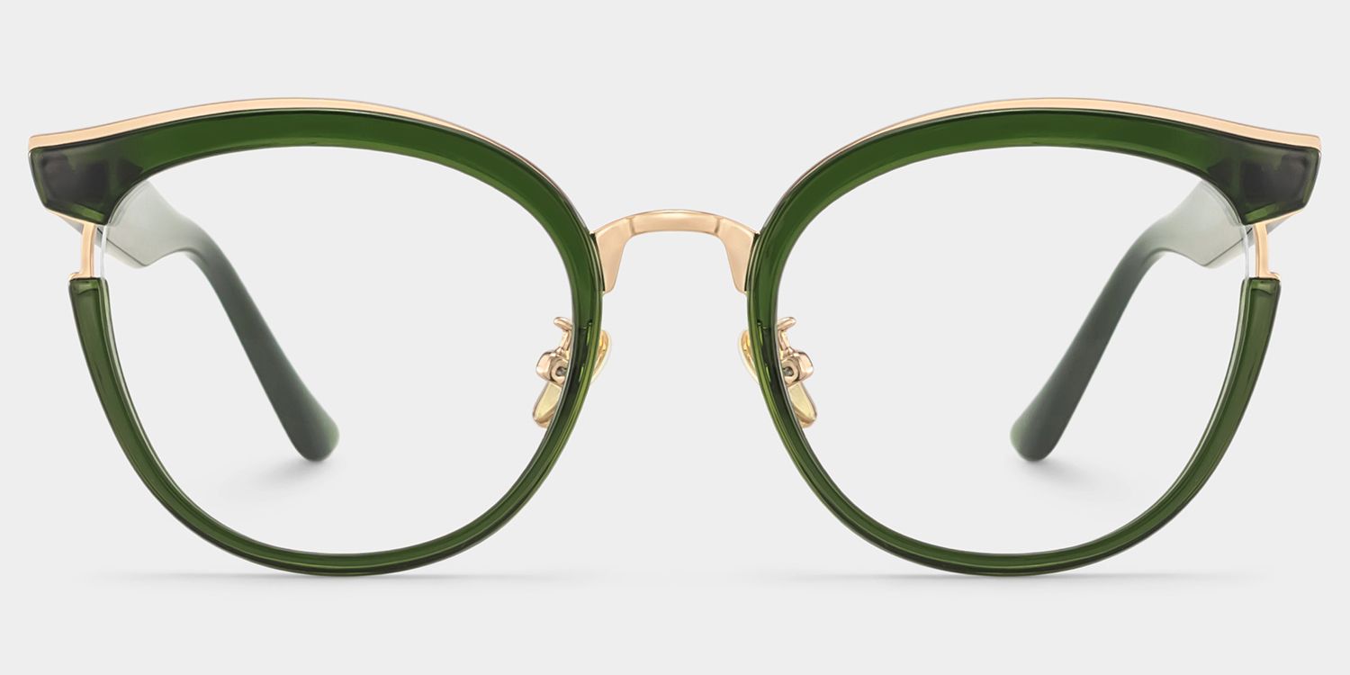 Laraine Grün-Gold Cateye Brille0