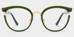 Laraine Grün-Gold Cateye Brille0