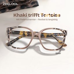 Siner Khaki-Tortoise Quadratisch Brille0