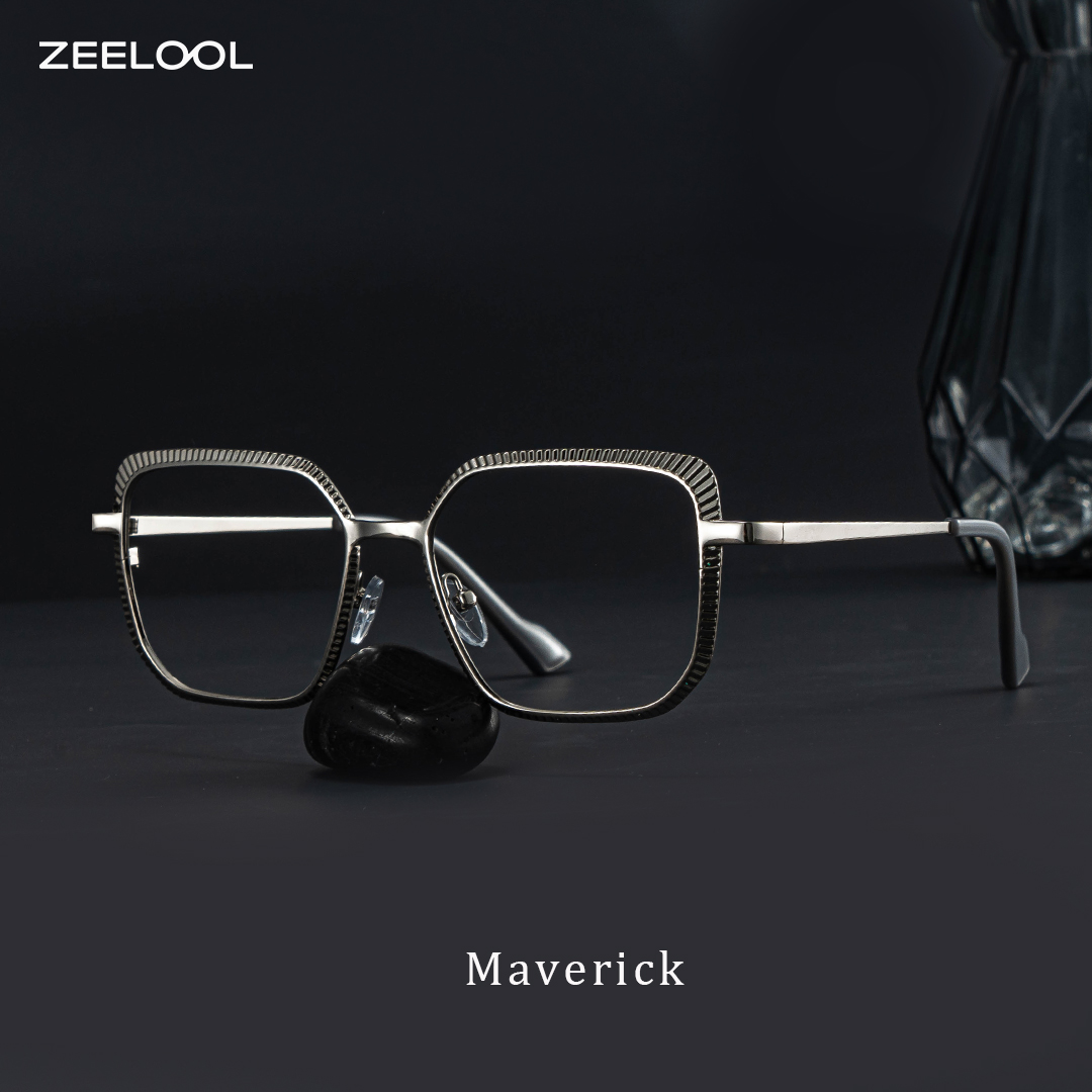 Maverick Silber Quadratisch Brille1