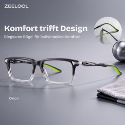 Orion Schwarz Rechteckig Brille0