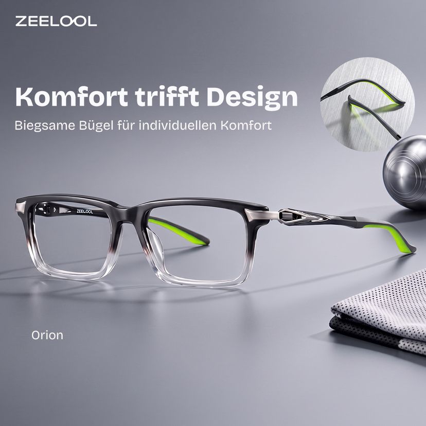 Orion Schwarz Rechteckig Brille