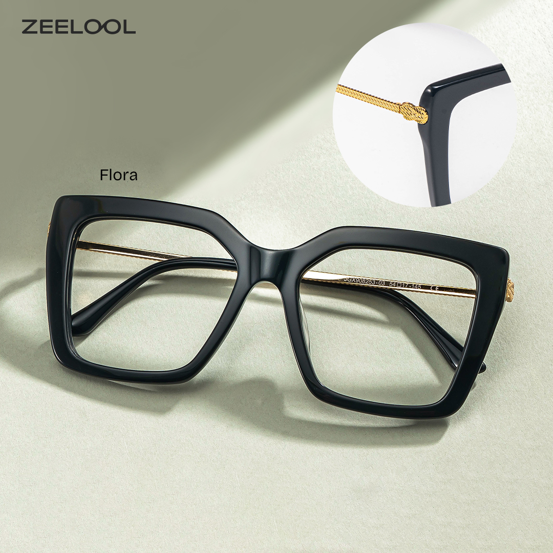 ZEELOOL Flora Schwarz Quadratisch Brille