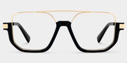 Oromiya Schwarz-Gold Pilot Brille0