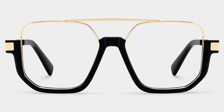 Oromiya Schwarz-Gold Pilot Brille