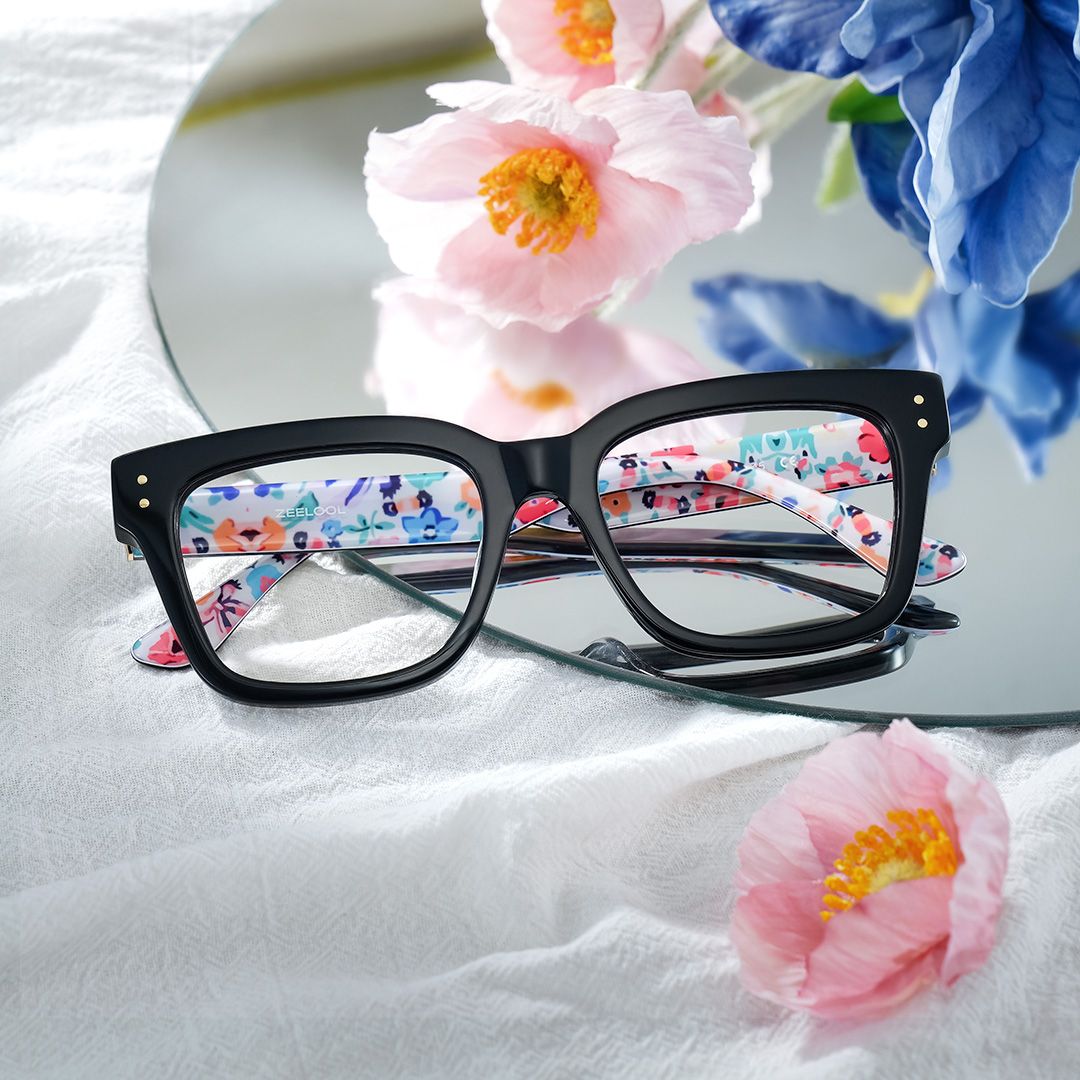 Zinnia Schwarz Rechteckig Brille0