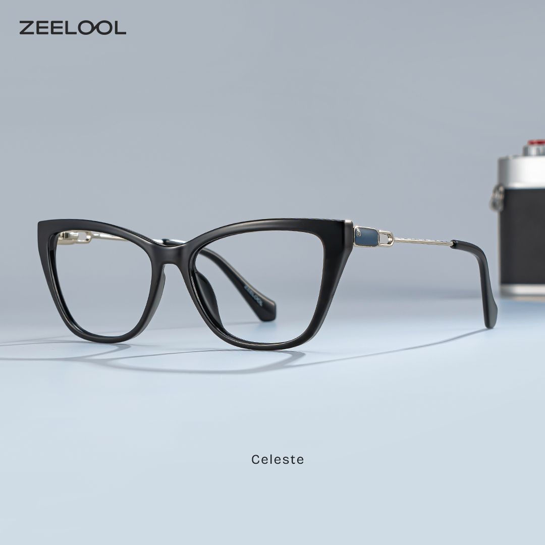 Celeste Schwarz Cateye Brille0