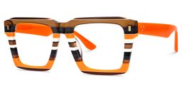 Kenish Orange-Braun Quadratisch Brille2