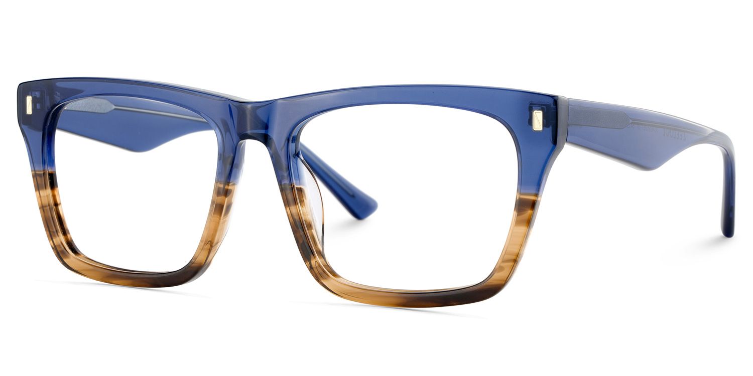 Brookins Blau-Braun Rechteckig Brille2