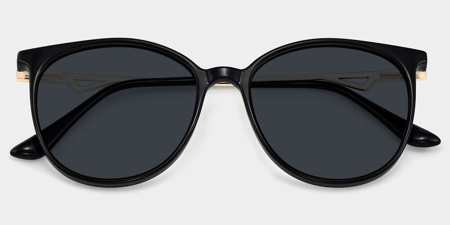 Babbage Round Schwarz Sonnenbrille mit Sehstärke | ZEELOOL1