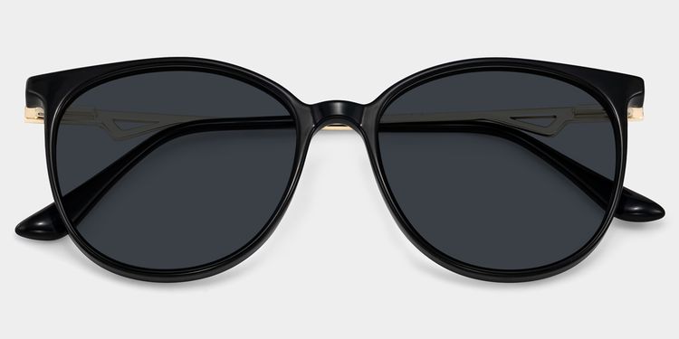 Babbage Schwarz Rund Sonnenbrille