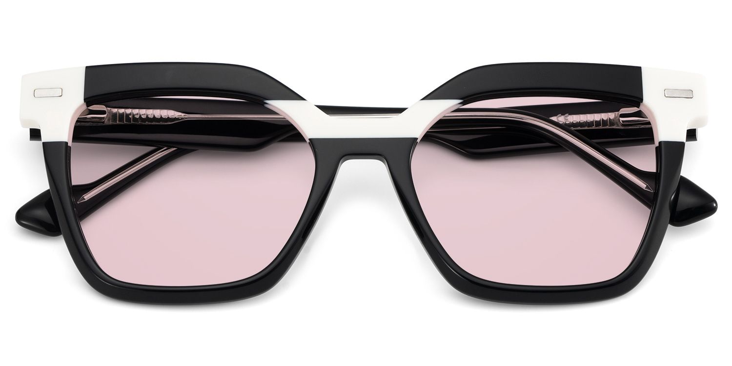 Nidia Schwarz-Weiß Square Polarisierte Sonnenbrille zum Autofahren | ZEELOOL1