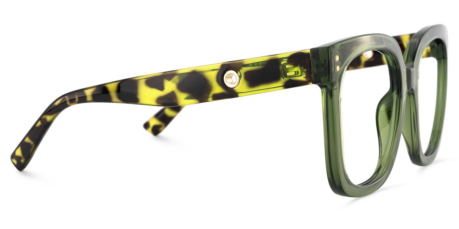 Ebony Grün-Tortoise Quadratisch Brille3