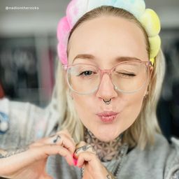 Babbage Rosa-Grün Rund Brille8