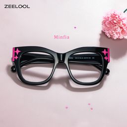 Minfia Schwarz-Rosa Quadratisch Brille1