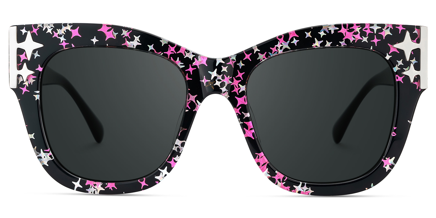 Minfia Schwarz-Sternmuster Quadratisch Brille gutes Bild