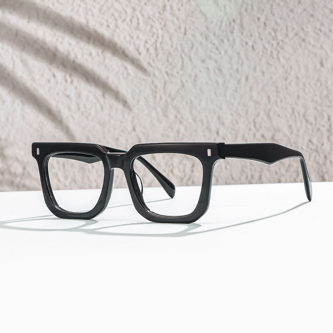 Lukas Schwarz Rechteckig Acetat Brille0