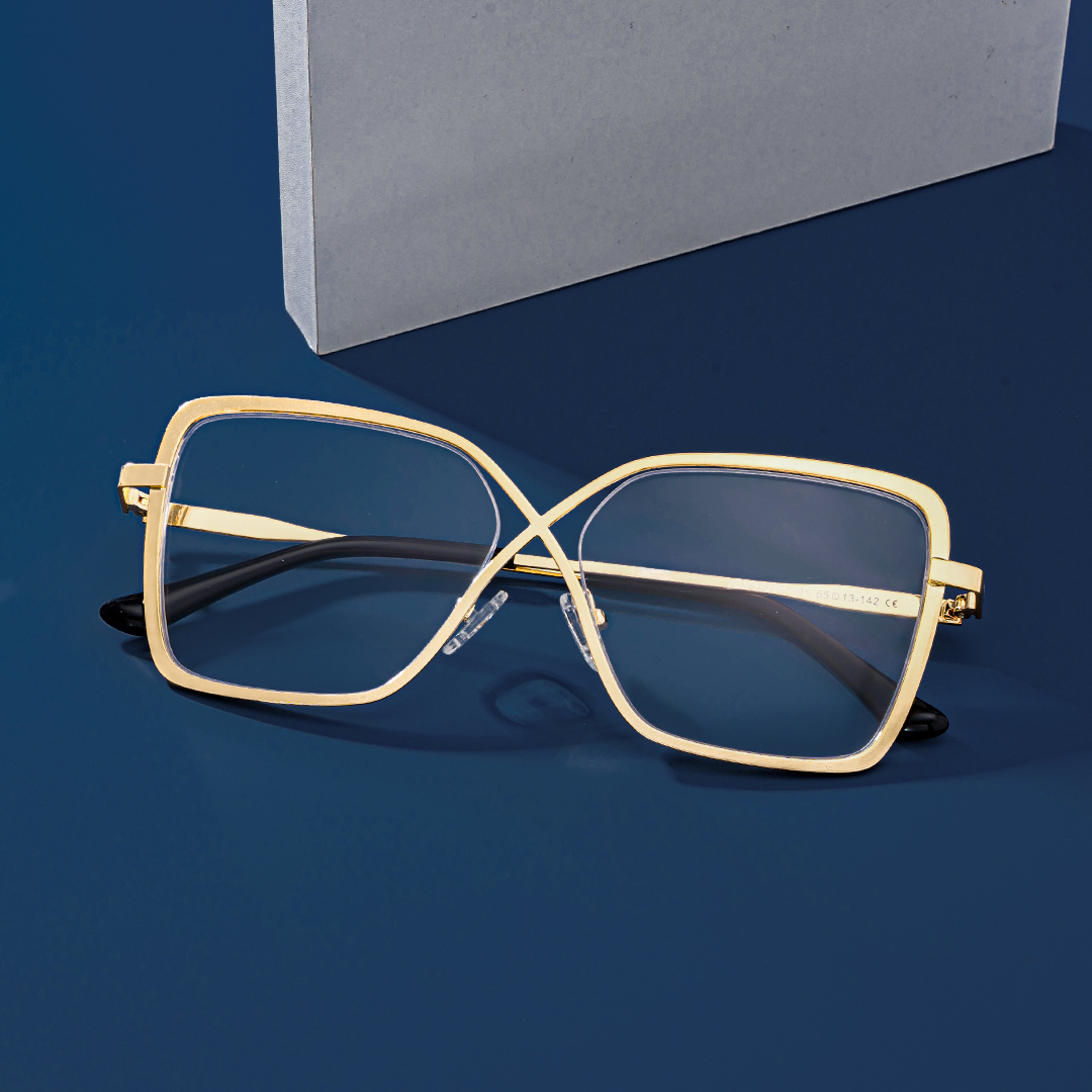 Racquel Gold Quadratisch Brille