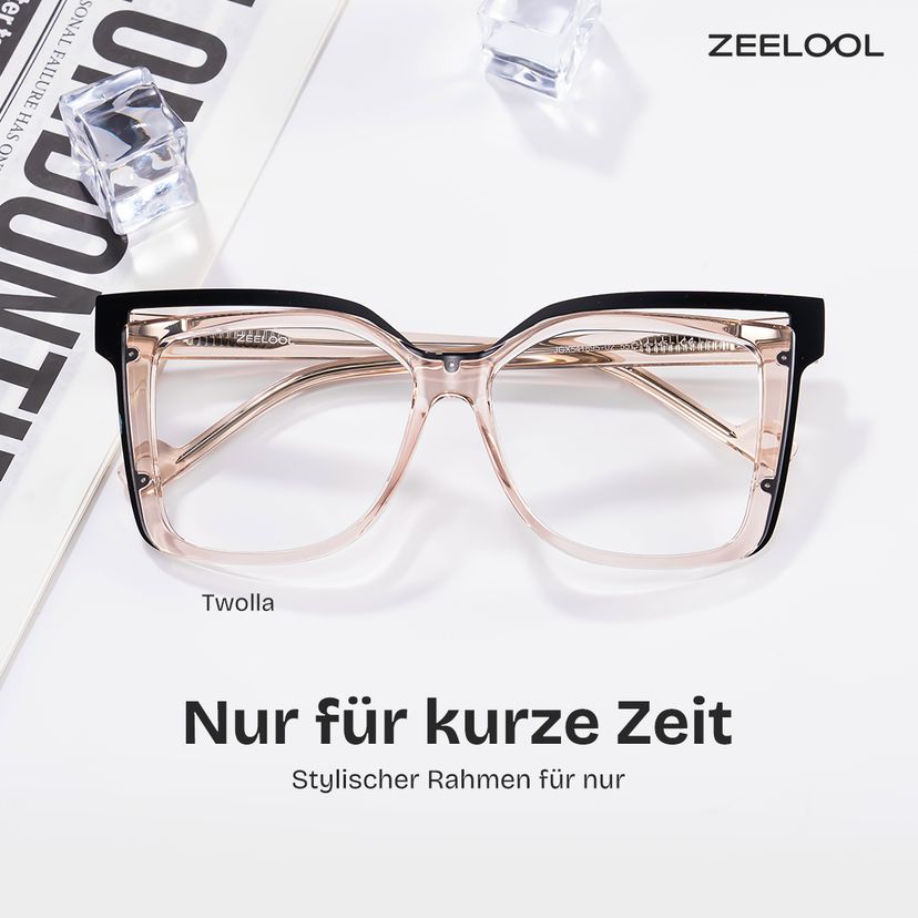 Twolla Beige Quadratisch Brille