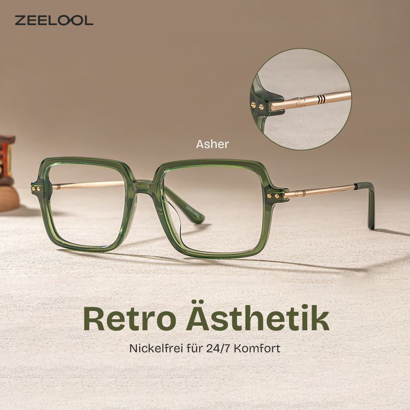 Asher Grün Rechteckig Brille