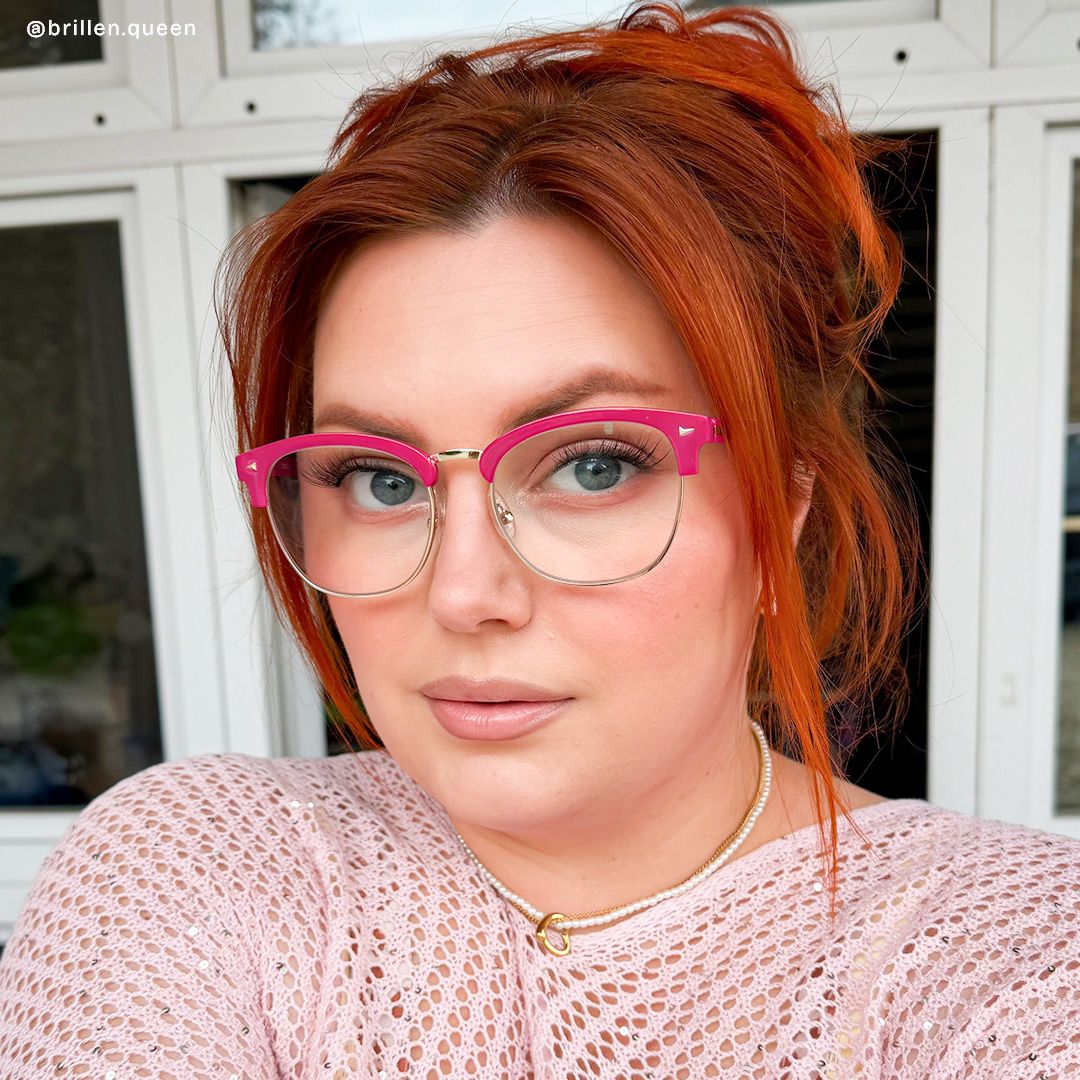 Lasha Rosa Browline-Brille mit gemischtem Rahmen für Damen | ZEELOOL6