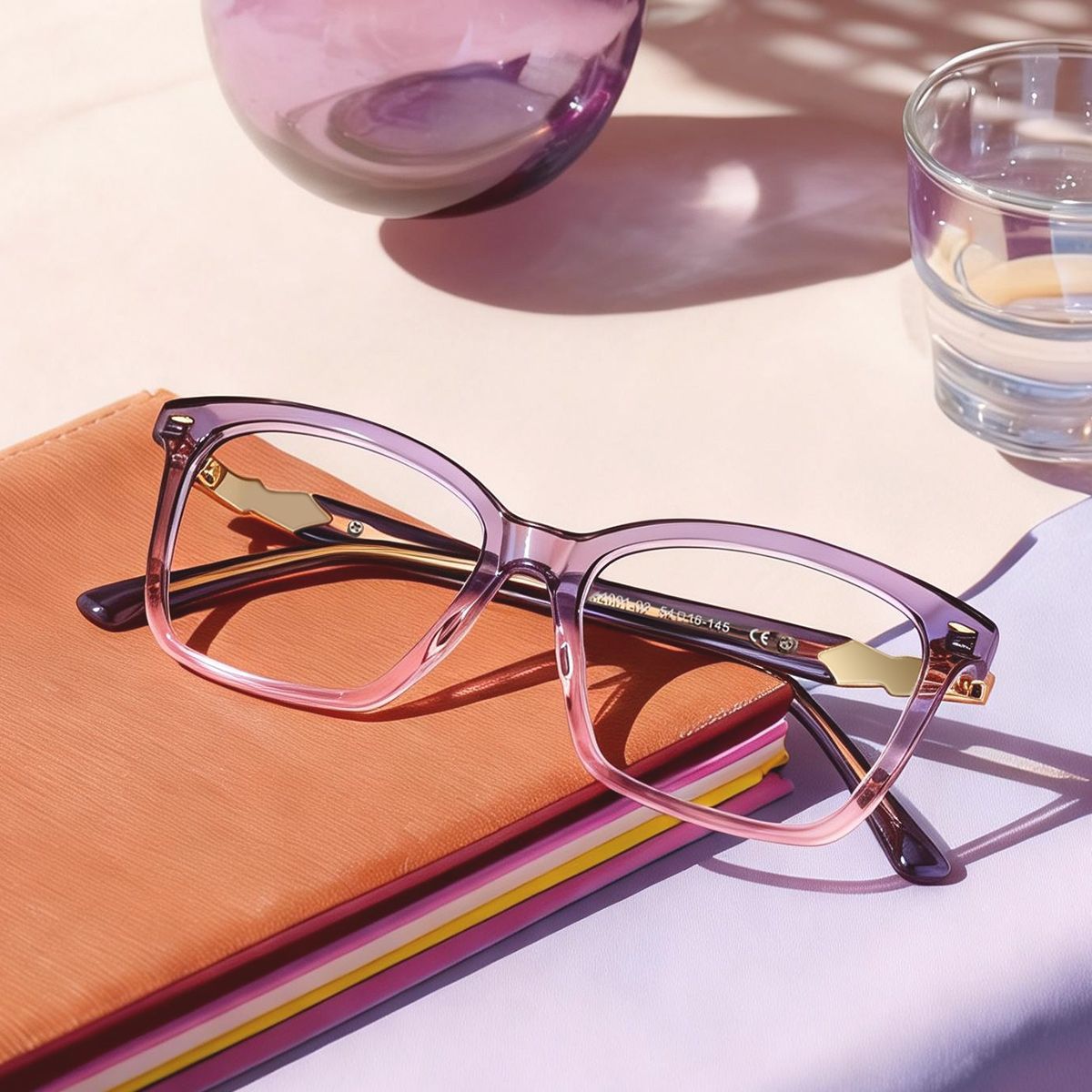 Theo Acetat Zweifarbige Rahmenbrille mit quadratischer Form | Zeelool0