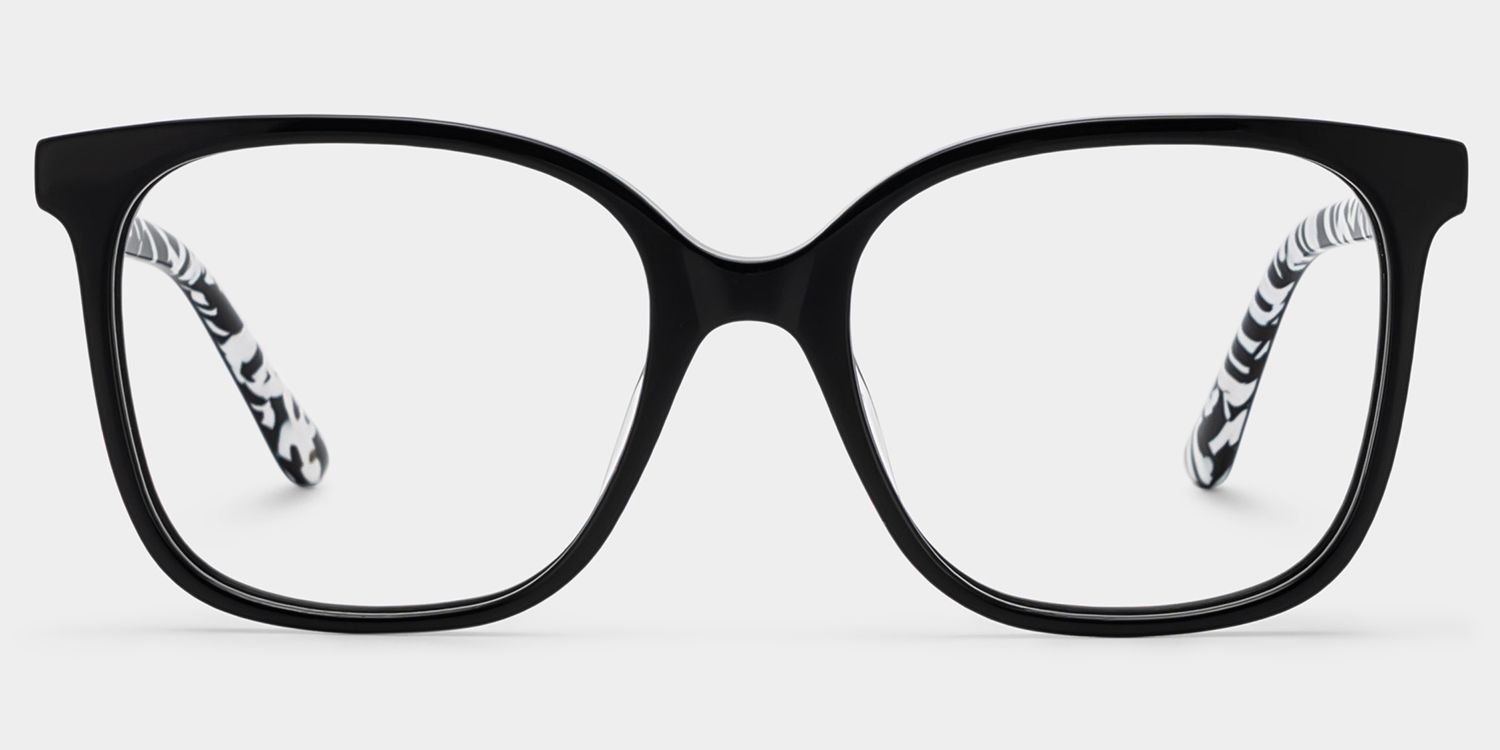 Günstige Caroline Brille mit dünnem, schwarzem Quadratrahmen | ZEELOOL3