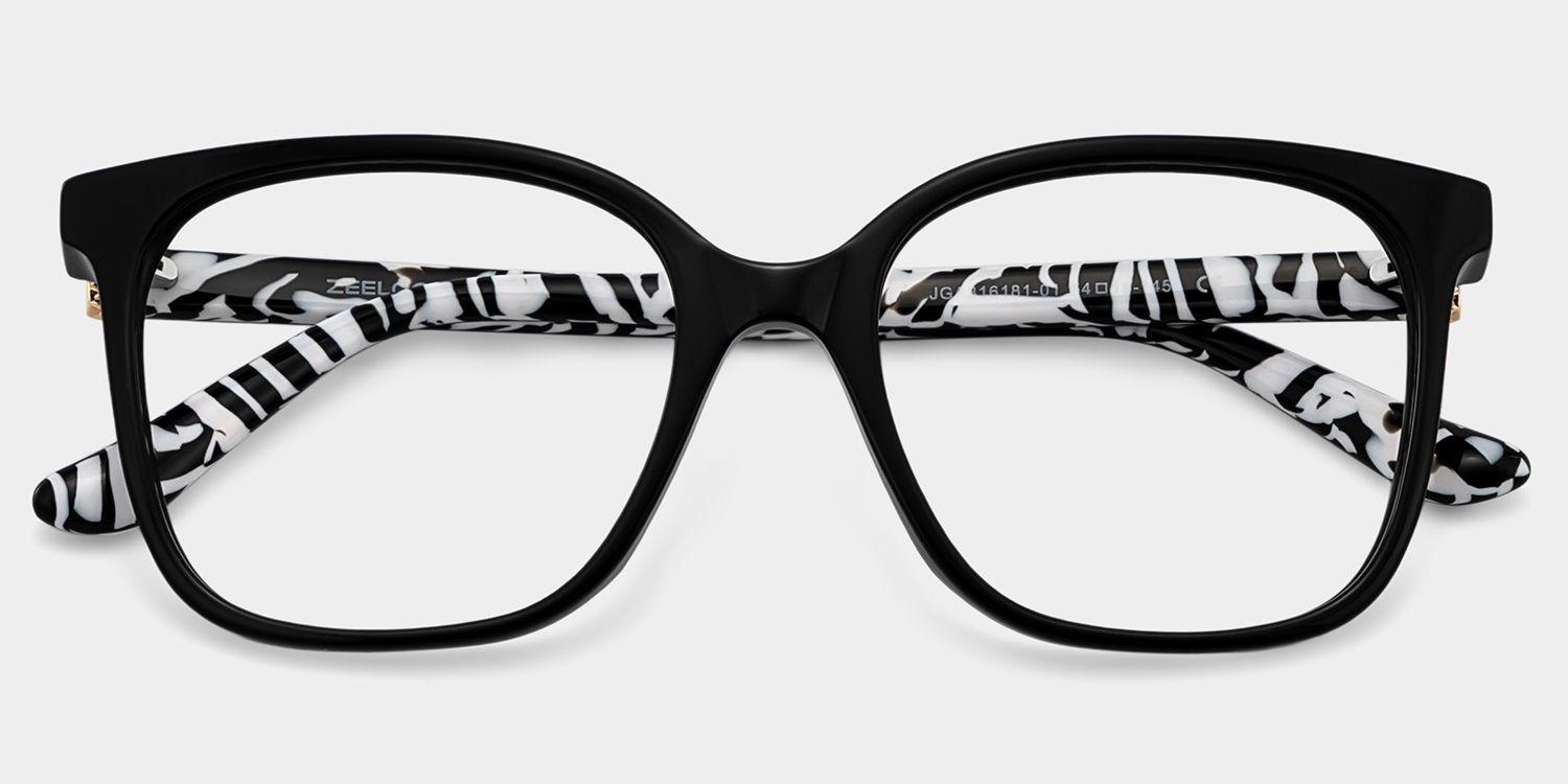 Günstige Caroline Brille mit dünnem, schwarzem Quadratrahmen | ZEELOOL4