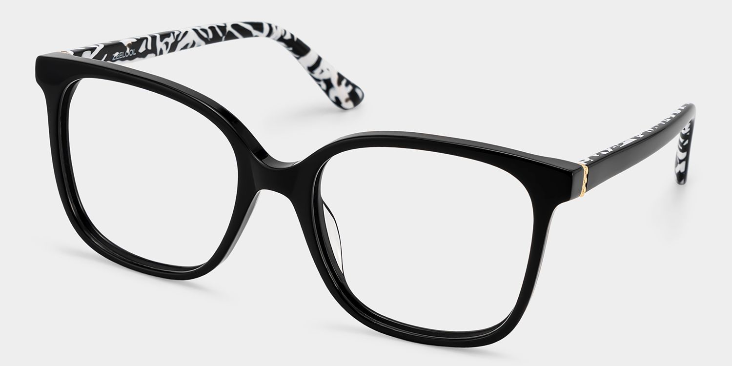 Günstige Caroline Brille mit dünnem, schwarzem Quadratrahmen | ZEELOOL5