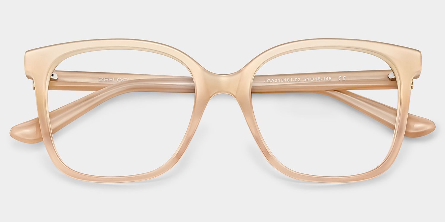 Caroline Beige Dünne Quadratische Brillengestelle zum Verkauf | ZEELOOL3